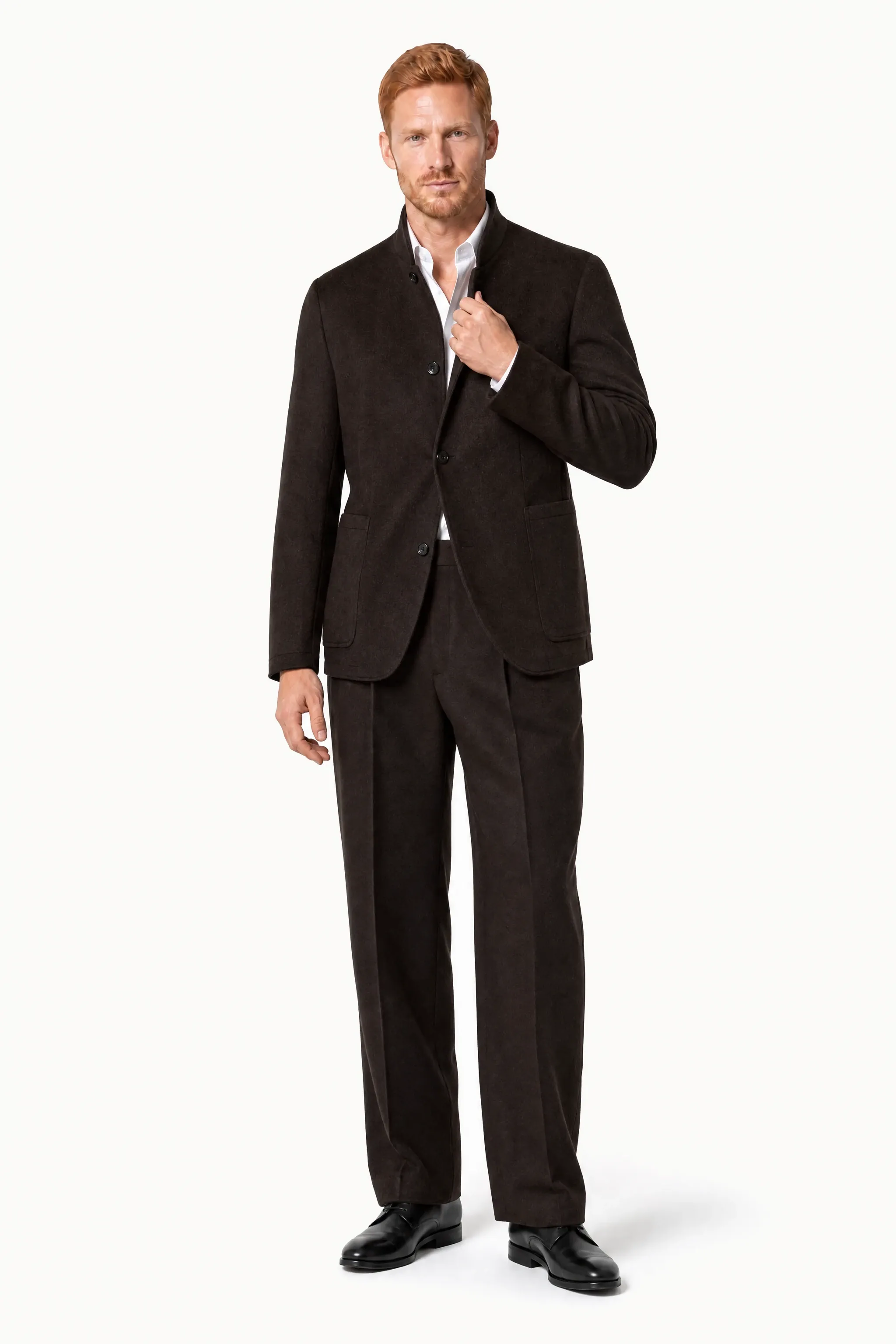 Мужская шерстяная куртка-рубашка на заказ — тёмно-шоколадная