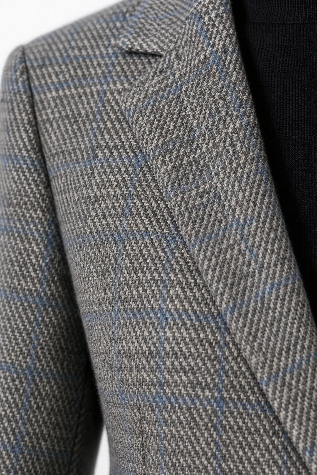 Серая клетка гленчек, шерсть крупным планом, Ariston. Женский пиджак, образ WJ11
