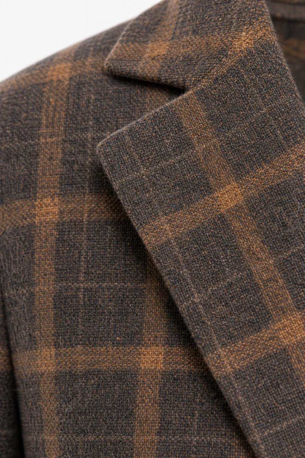 Коричнево-янтарная клетка, шерсть крупным планом, Marzotto. Женский пиджак, образ WJ161