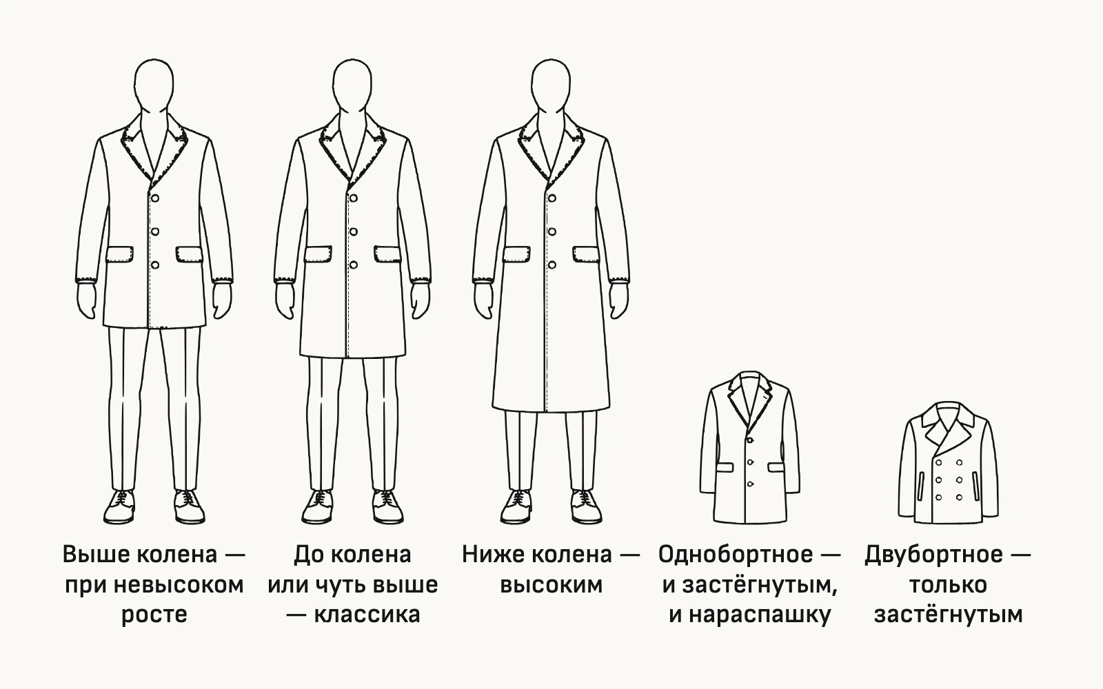 Схема. Я знаю, где при моём росте должен быть край пальто.