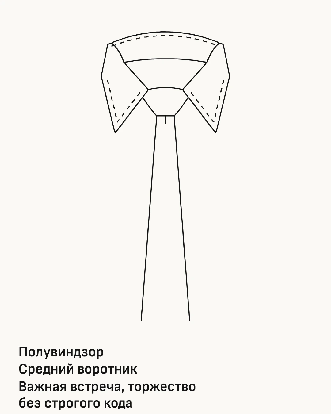 Схема. Если нужен один узел на все случаи, я беру полувиндзор под средний воротник.